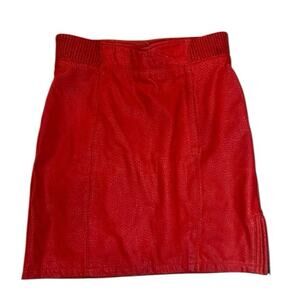 Vintage 80s Out of Bounds Red Leather Mini Skirt